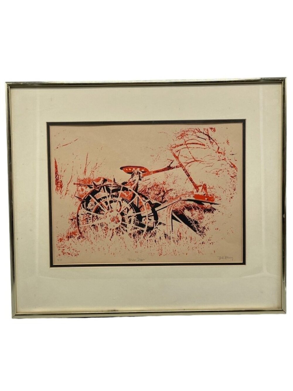 Framed wall artwork print potatoe digger 2/15 landscape nature tractor farm READ